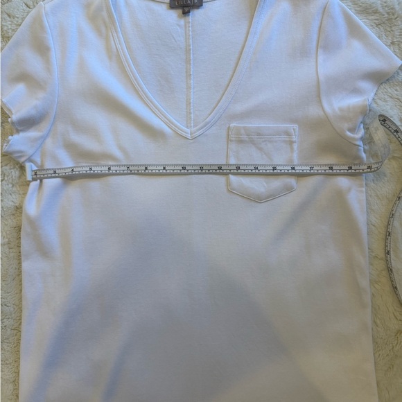 LILLA P V-NECK POCKET T-SHIRT DRESS WHITE 100% COTTON MINIMALIST CASUAL SIZE M - Picture 5 of 7